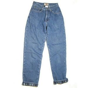 LL Bean Womens Flannel Lined Jeans 4 M/T